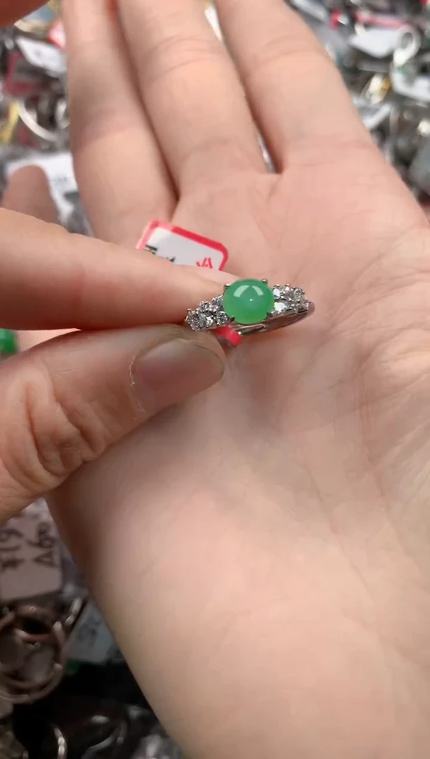 银S925镶嵌戒指翡翠222   2