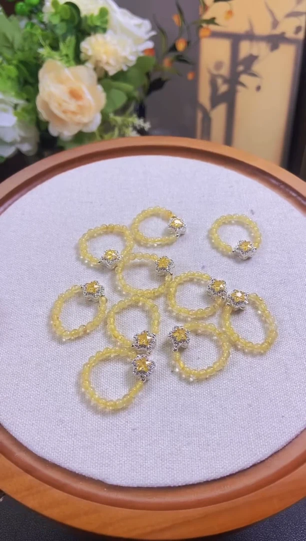 水晶戒指未镶嵌黄水晶星星