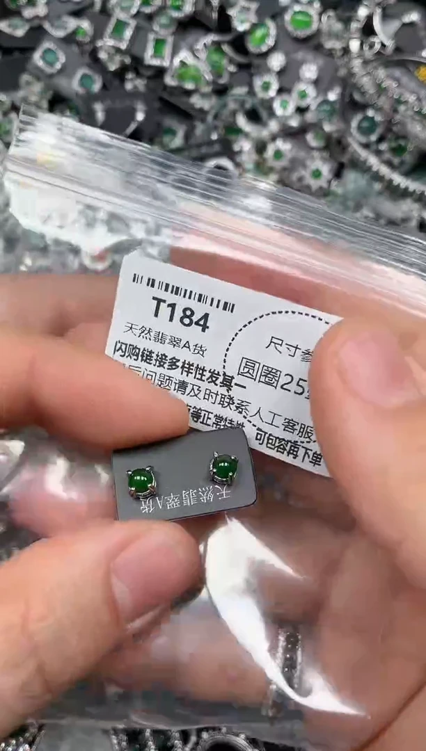 翡翠未镶嵌颈饰T184耳钉