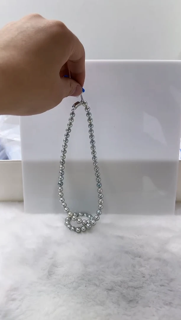 【闪购商品】海水珍珠DA银S925镶嵌t914 灰珠串6