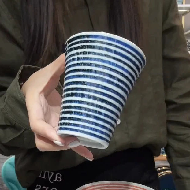 【单支】日本进口和山窑蓝驹手握杯240ml