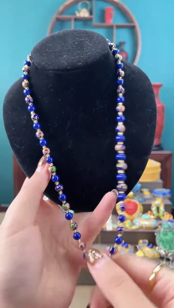 非遗是手工景泰蓝0.6项链宝蓝