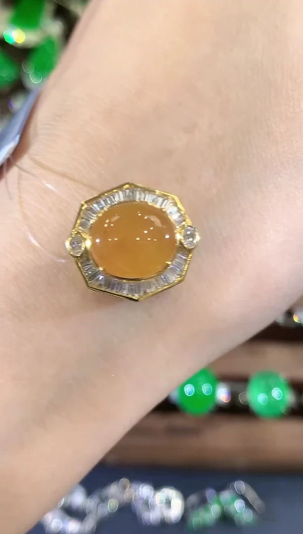 吊坠(不含链)18K金镶嵌翡翠w61