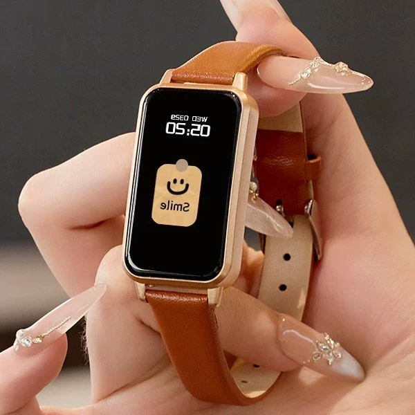 女士智能手环时尚气质多功能支付情侣皮纹运动计步智能手表2025款