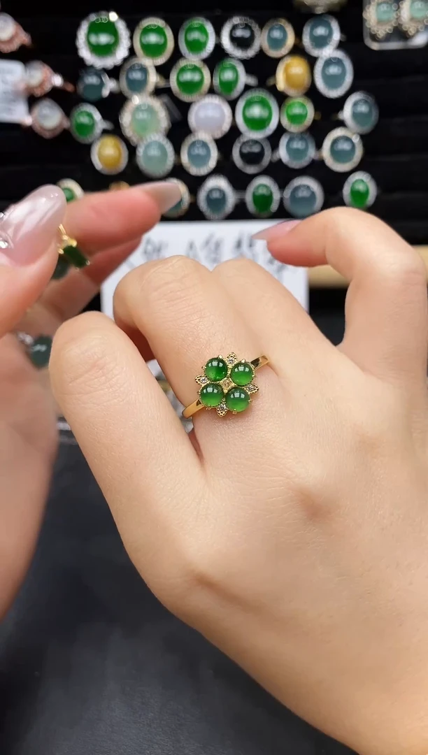 银S925镶嵌戒指翡翠5