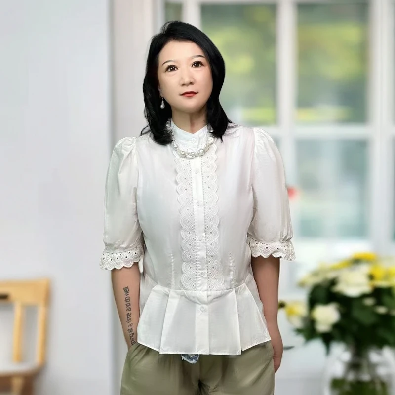 【黛姐专属】161-200气质时尚提花绣花设计感衬衫