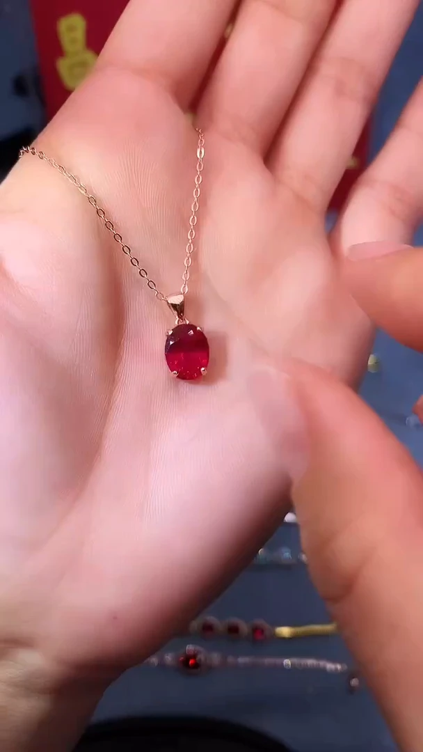 【闪购商品】红宝石吊坠(赠链)银S925镶嵌1111