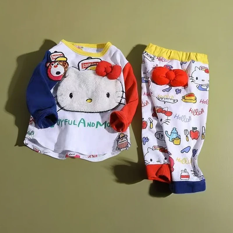 秋冬潮牌高定童装JAM女童宝宝纯棉打底长袖长裤套装家居服凯蒂猫