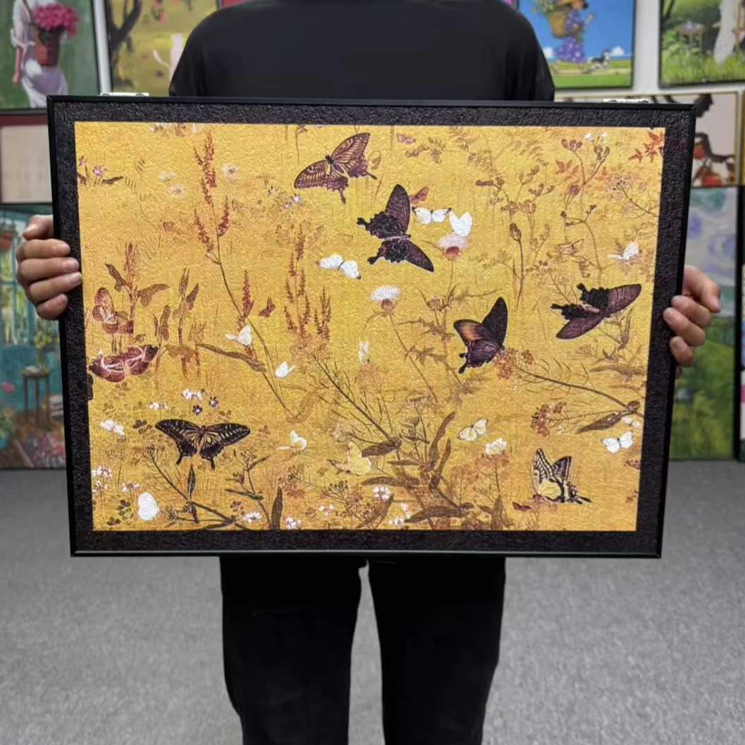 法式风百蝶图客厅电表箱装饰画轻奢复古沙发背景墙挂画4560