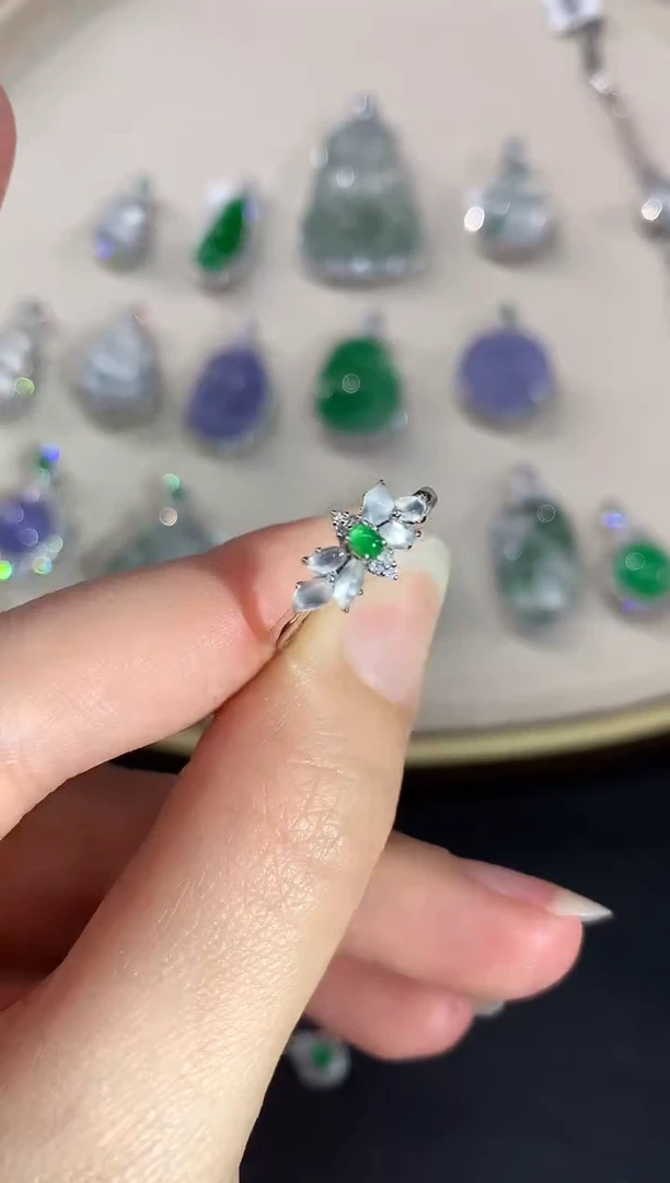 【闪购商品】翡翠戒指18K金镶嵌S35多样性发一件|1980