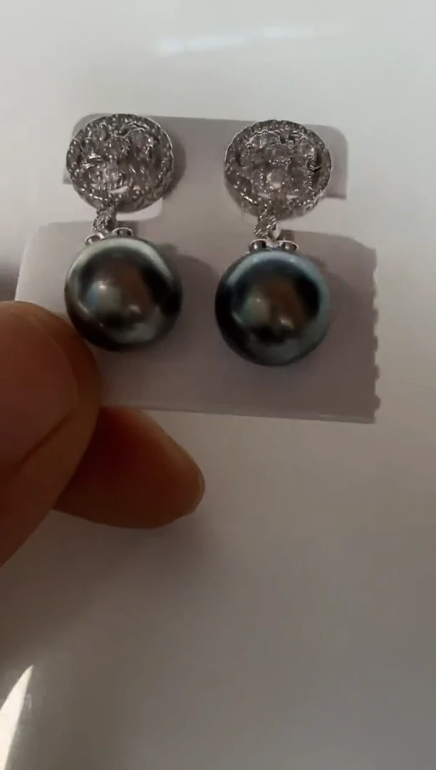 银S925镶嵌耳饰海水珍珠耳钉