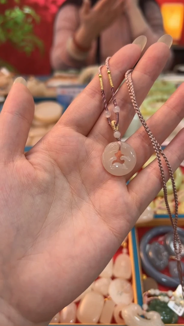 【闪购商品】和田玉吊坠未镶嵌冰藕粉凤九