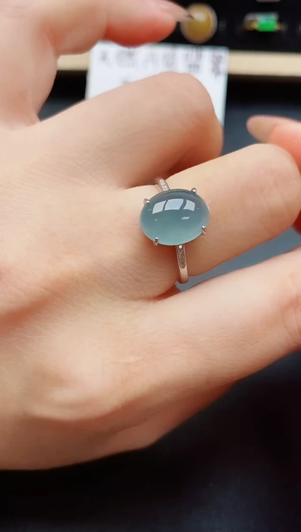 翡翠戒指银S925镶嵌50850