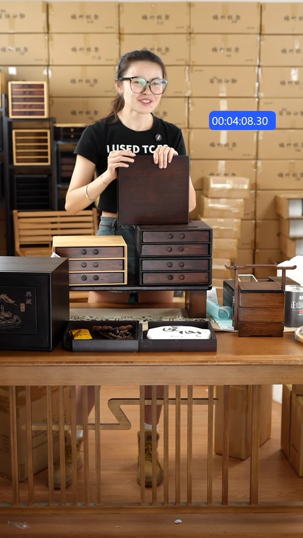 竹  单层抽屉盒子