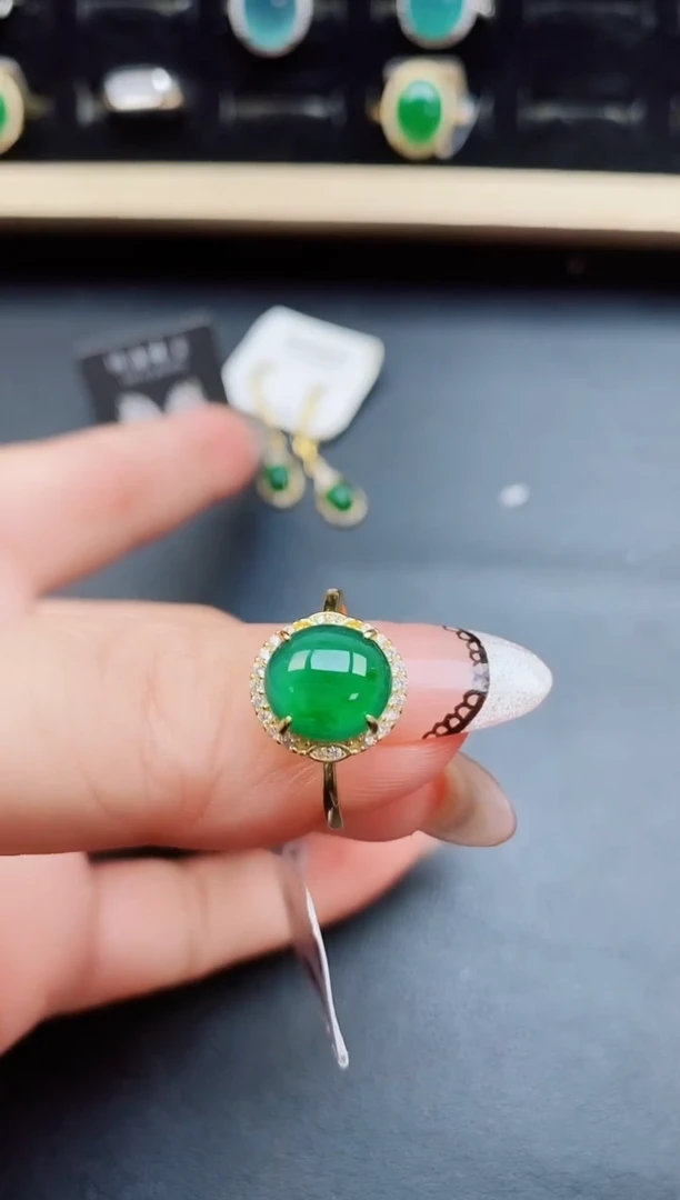 翡翠戒指银S925镶嵌5080550