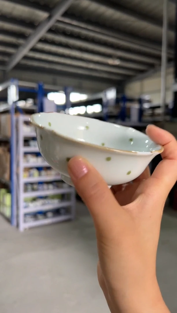 瓷片水玉　四方割鉢（中）（緑）
