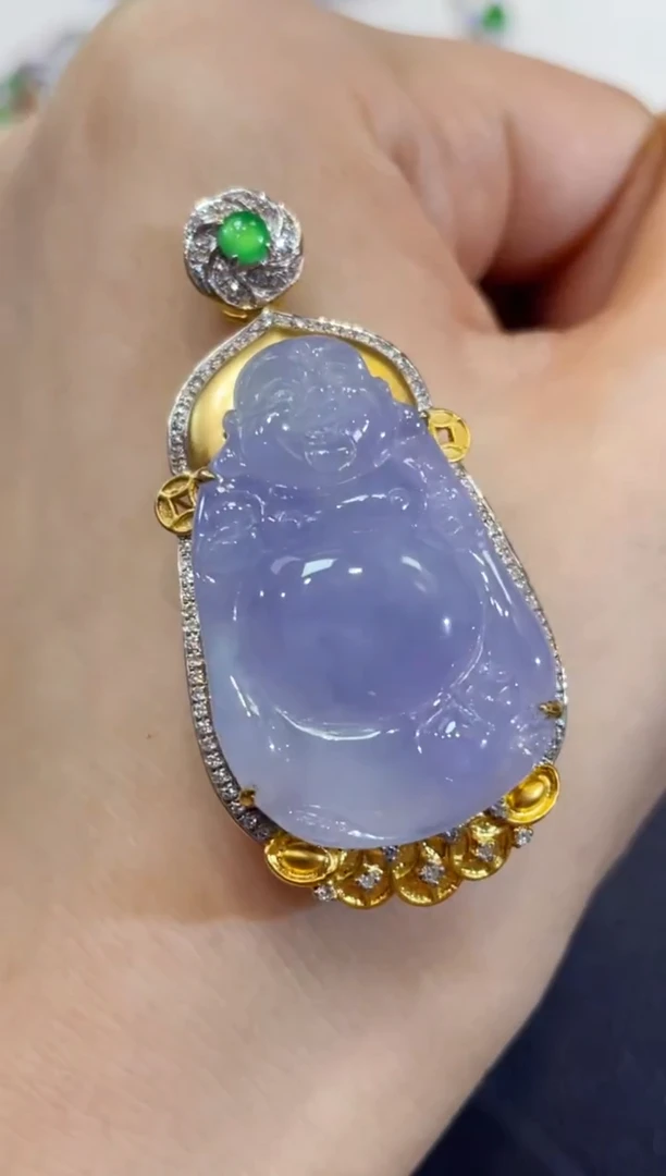 吊坠(不含链)18K金镶嵌翡翠团购39