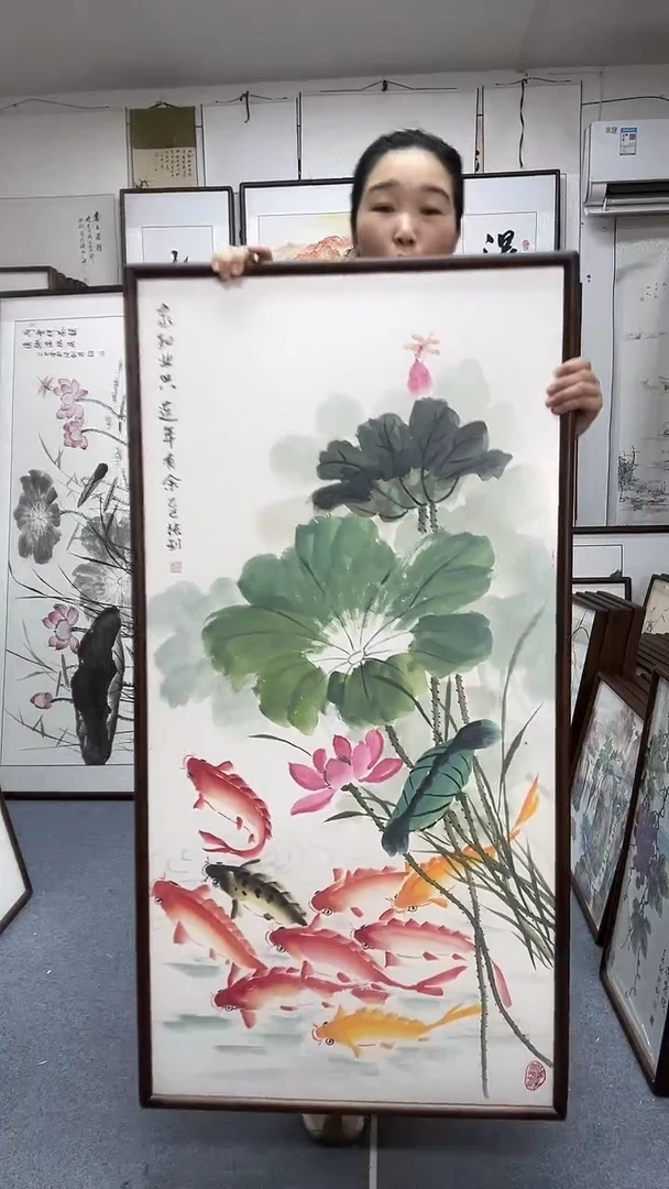 国画尺寸63*123实木画框京东包邮手绘