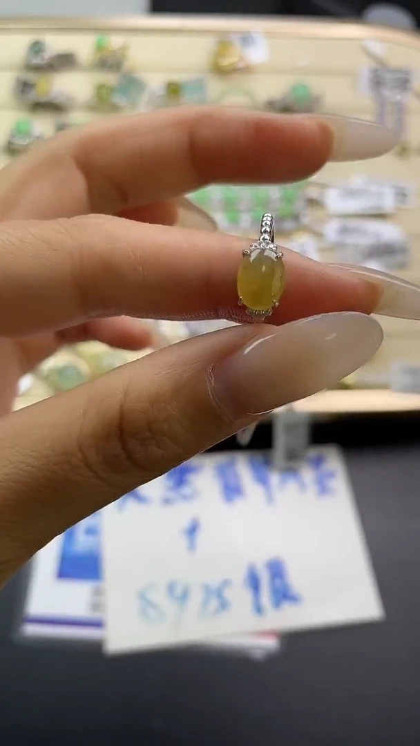 银S925镶嵌戒指翡翠翡翠 蛋面 银S925镶嵌