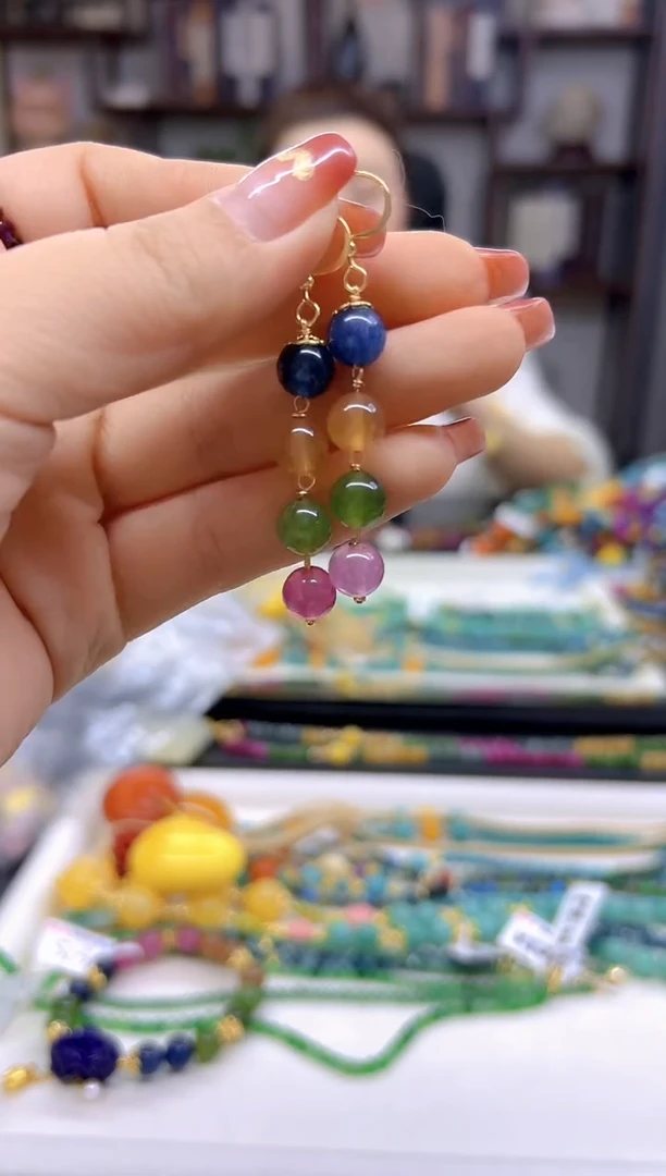 【闪购商品】碧玺耳饰14K金镶嵌耳饰E58