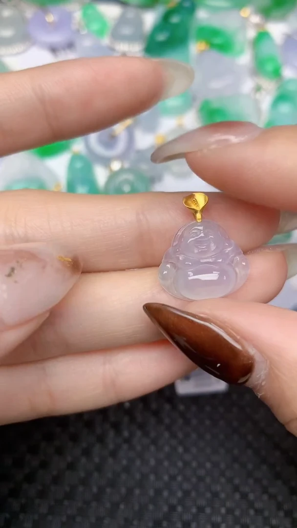 颈饰18K金镶嵌翡翠天然缅甸翡翠a货百元以上9元证书费自理