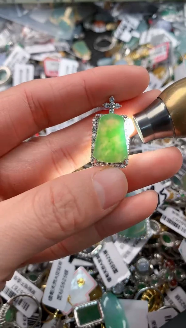 银S925镶嵌戒指翡翠4                     5