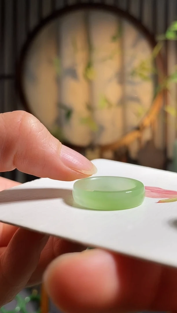 未镶嵌戒指和田玉，翠青指环，17.5