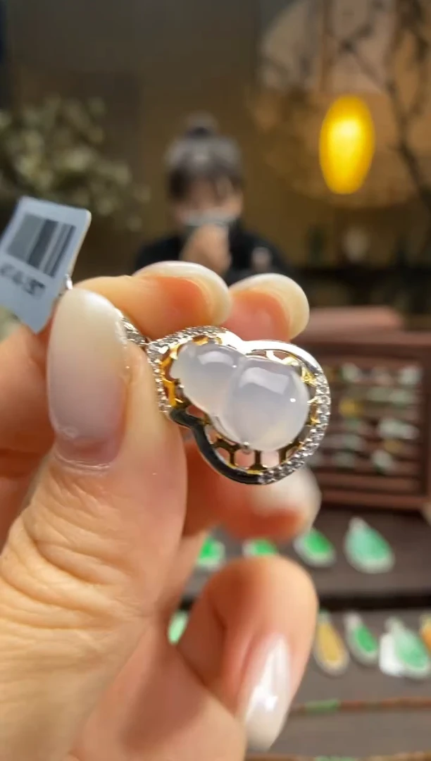 吊坠(不含链)银S925镶嵌翡翠葫芦