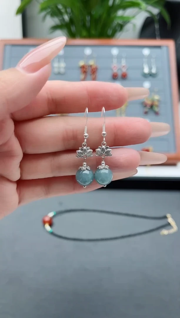 【闪购商品】玛瑙/玉髓耳饰银S925镶嵌01