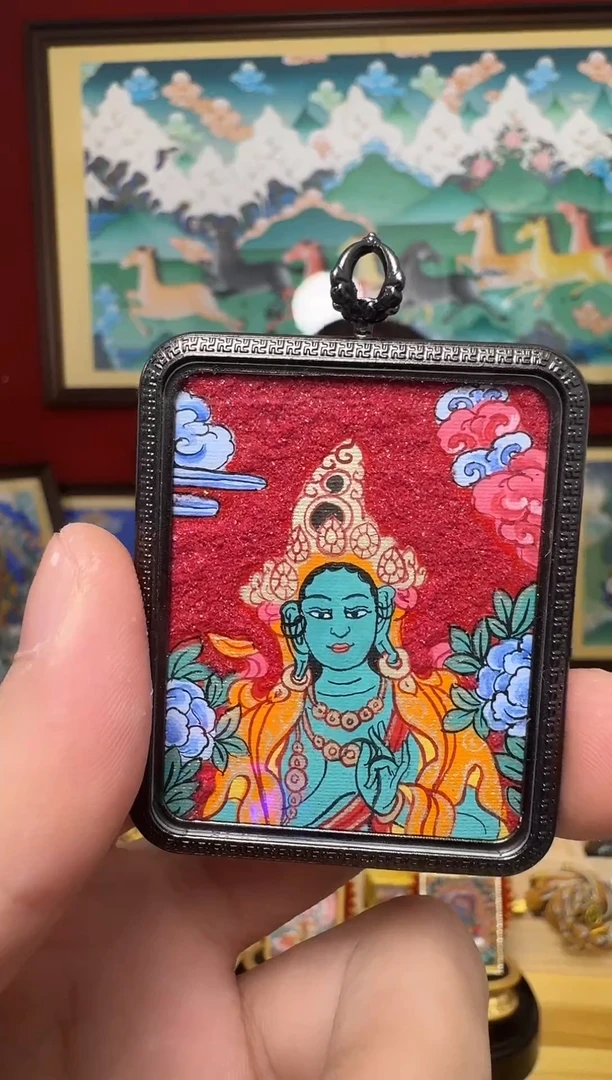 吊坠绿妈妈-热贡纯手绘-刀刀