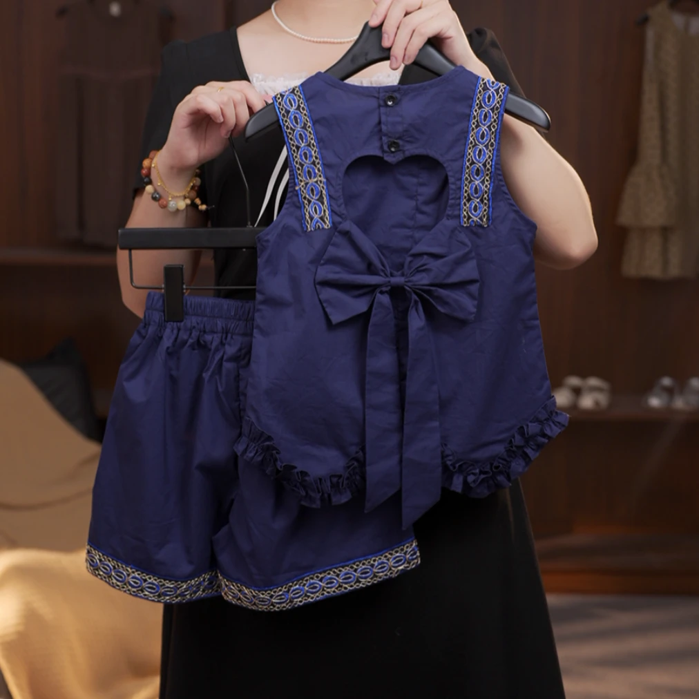 2025【J】夏季无袖洋气童装女童套装套头纯色显瘦气质百搭时尚