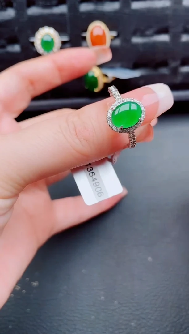 翡翠戒指银S925镶嵌天然a货翡翠507