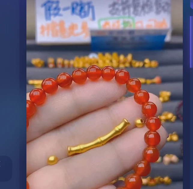 足金99古法竹节+卡4古2颗玛 瑙/多样性发