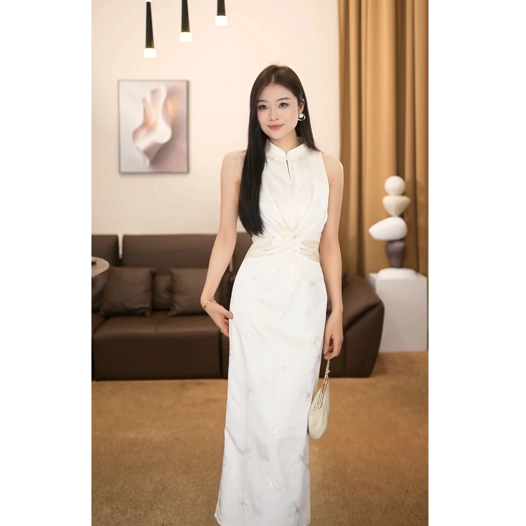 【爱笑】”云笺“夏季新款中国风复古新中式优雅修身连衣裙-VG0091