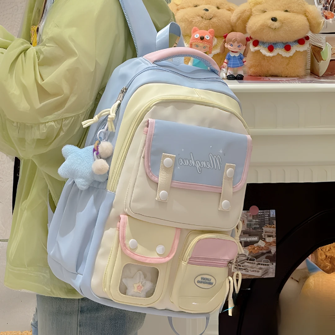 高颜值ins小清新书包女初中生小学生大容量双肩包高中生百搭背包