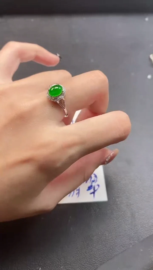 银S925镶嵌戒指翡翠51151