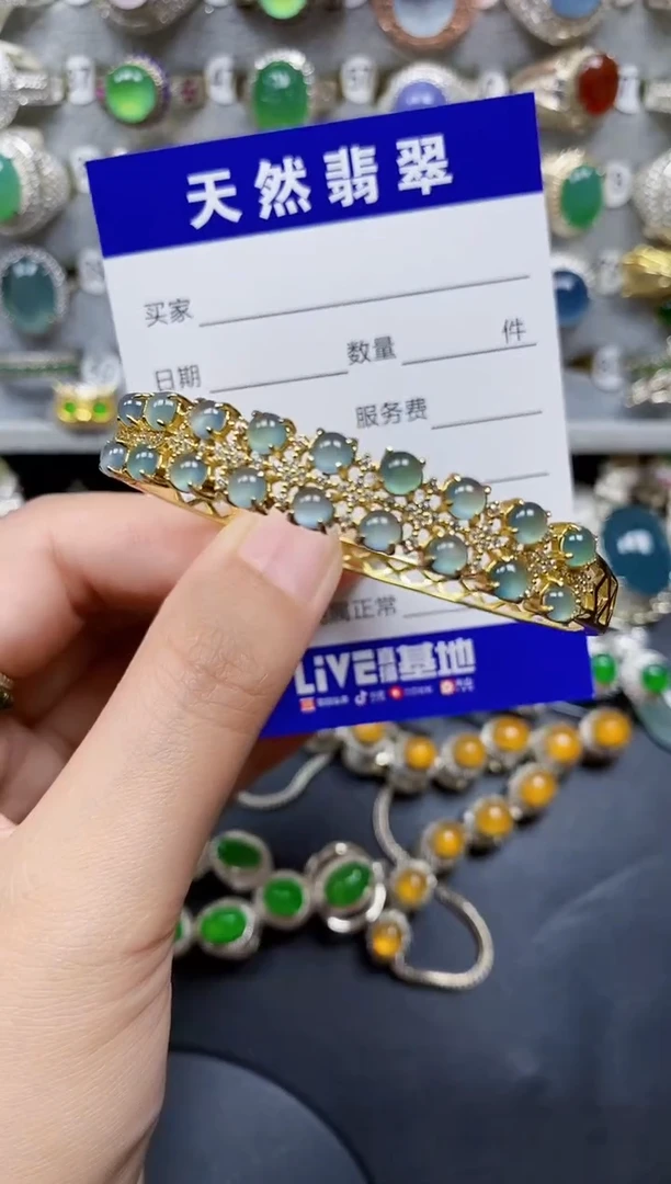 翡翠手镯银S925镶嵌202