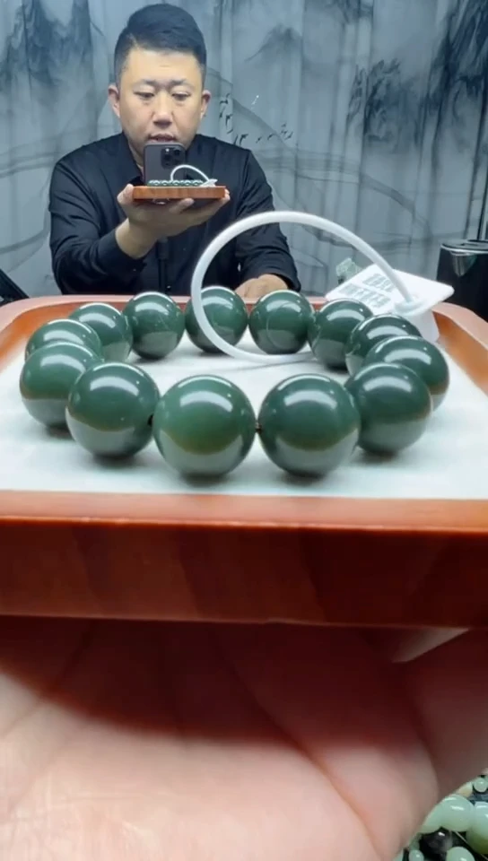 未镶嵌手串和田玉且末蓝卡18纯天然拍一发一