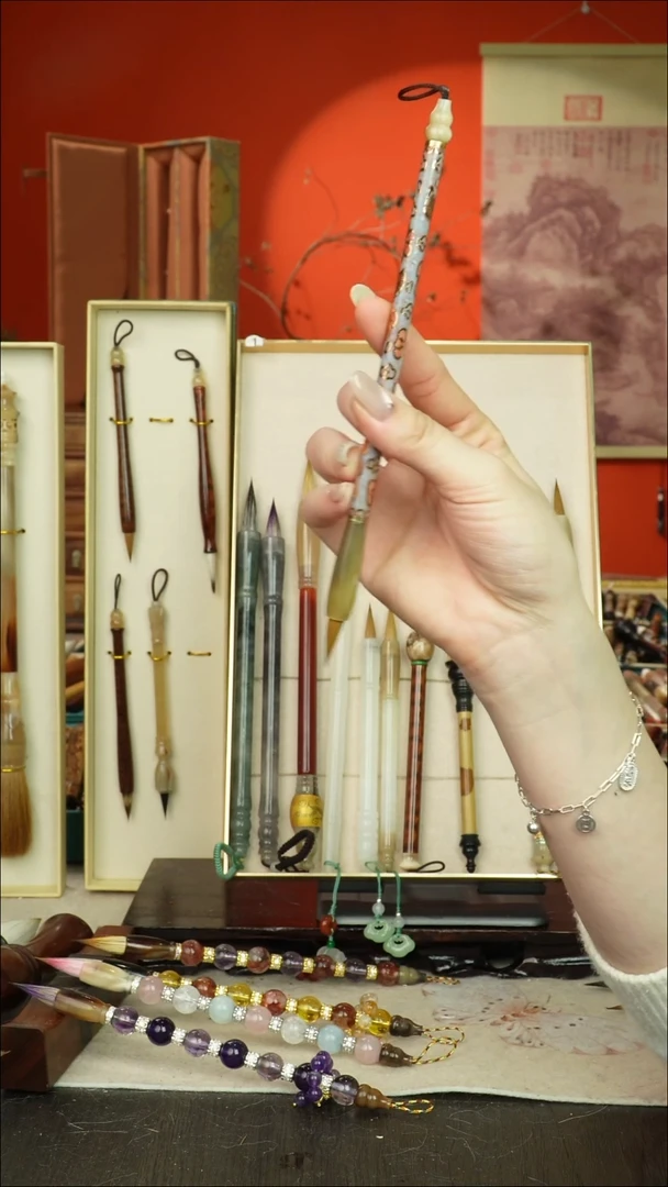 12号闪孤品高货毛笔链接 清水试笔 蘸墨不退