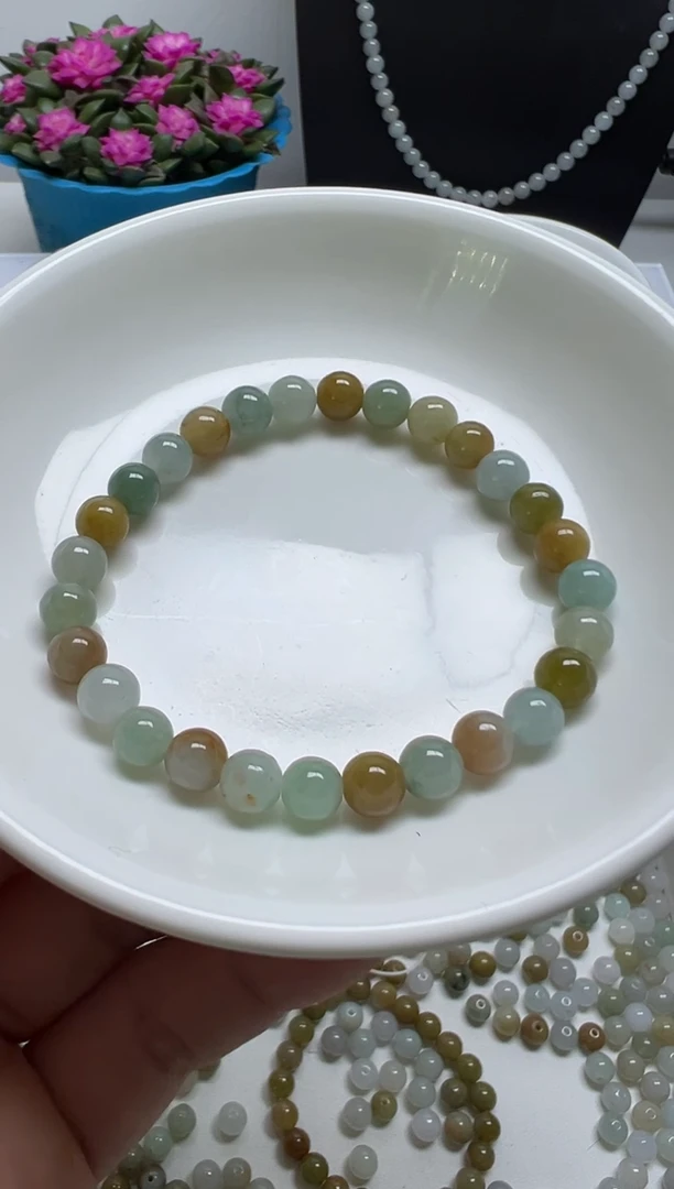 散珠翡翠纯天然缅甸A货翡翠卡6.6，282颗