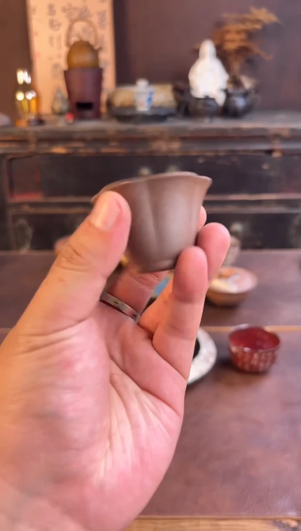 瓷片老岩泥小小茶杯