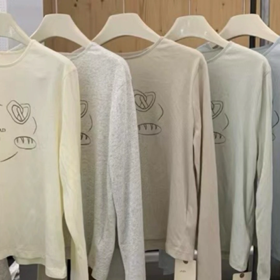 韩国 egg.鸡蛋家2024新款强烈推荐基础面包长袖棉质T恤打底女