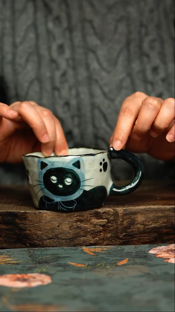 【闪购商品】杯釉下彩手工手绘同款陶器