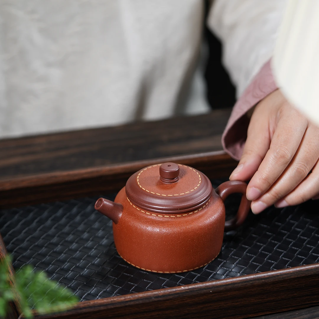 宜兴紫砂 | 原矿全手工 仿生皮革 德钟壶  高档复古紫砂壶