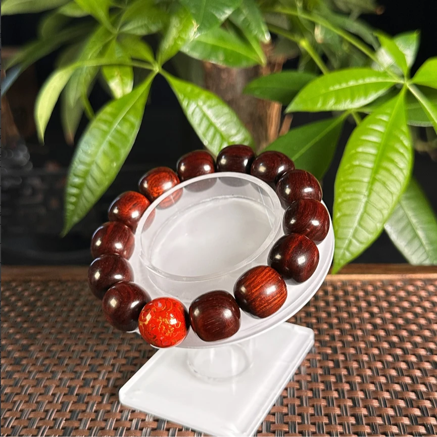 GXCX-1854 小叶1.5手串配大漆 约：15mm*14颗