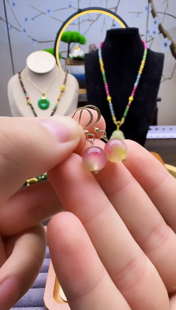 碧玺耳饰14K金镶嵌E133