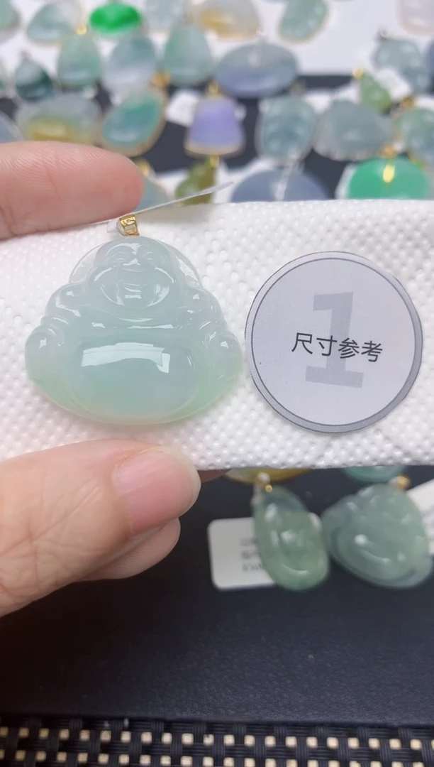 翡翠18K金镶嵌颈饰天然缅甸A货翡翠