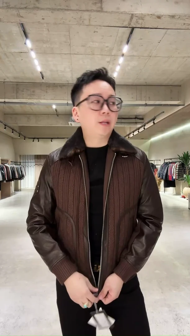 男士水貂领真皮拼接鹅绒服25898 46码（90-120斤）