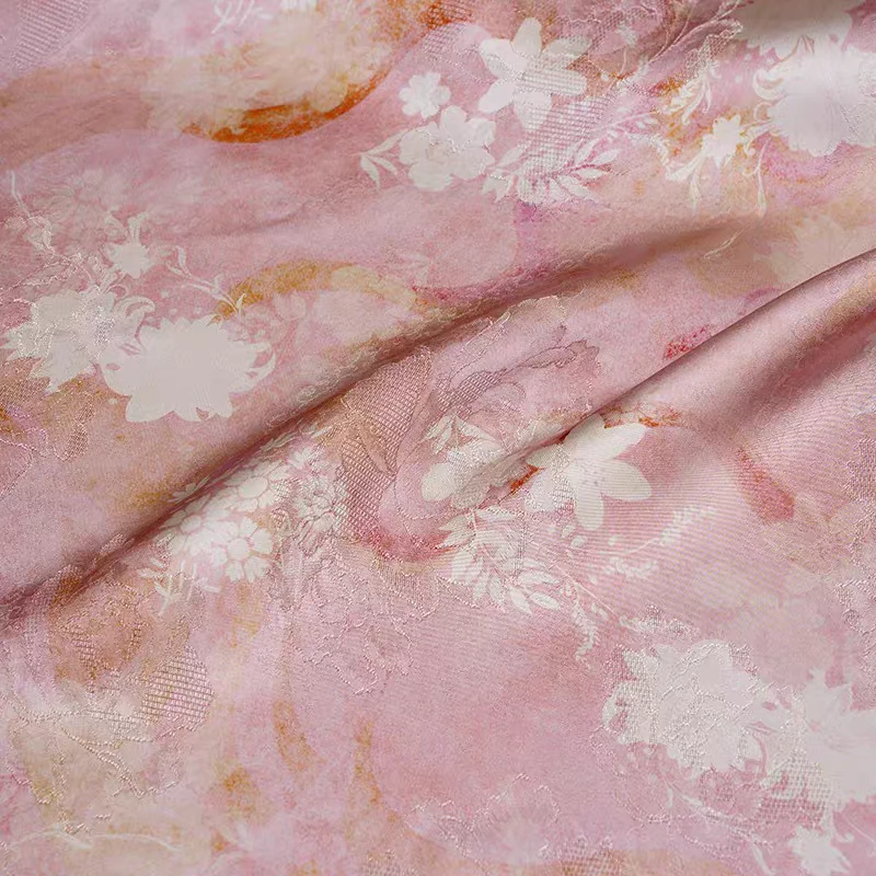 【高货布头 樱粉素花】人丝香云纱花萝面料（不退换 订做找客服）