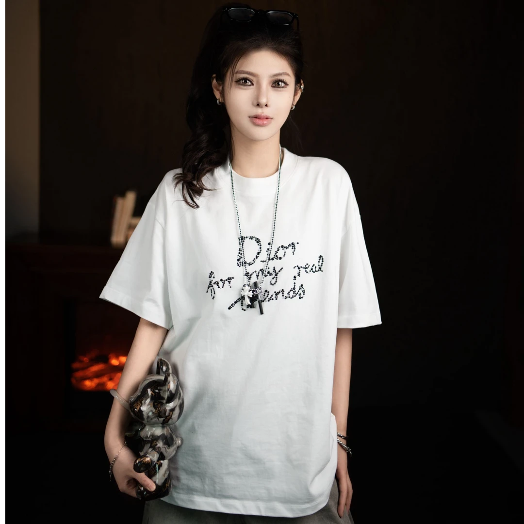 2025潮流时尚设计师款圆领男款压胶休闲短袖